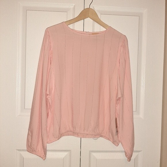 Thereabouts Blouse April Blush Rose Metallic Stripe Top Size Junior 3XL - Picture 16 of 16